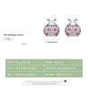 Boucles d'oreilles avec coccinelle - zircone rose - argent 925