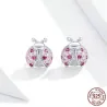 AretesPendientes con mariquita - circonita rosa - plata de ley 925