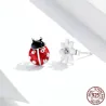 Earrings with red ladybug / white daisy - 925 sterling silverEarrings