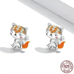 Örhängen med orange kristallräv - 925 sterling silver
