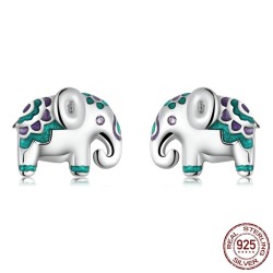 Stud earrings with mini elephant