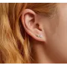 Fleur rose-violet/feuille verte - boucles d'oreilles élégantes - argent sterling 925