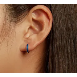 Boucles d'oreilles créoles bleues - Argent 925