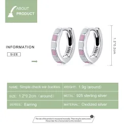 Sjekk kontrast rosa-hvite øredobber - 925 sterling sølv
