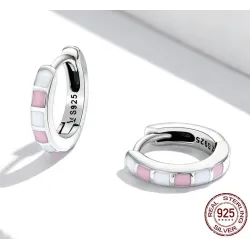 Sjekk kontrast rosa-hvite øredobber - 925 sterling sølv