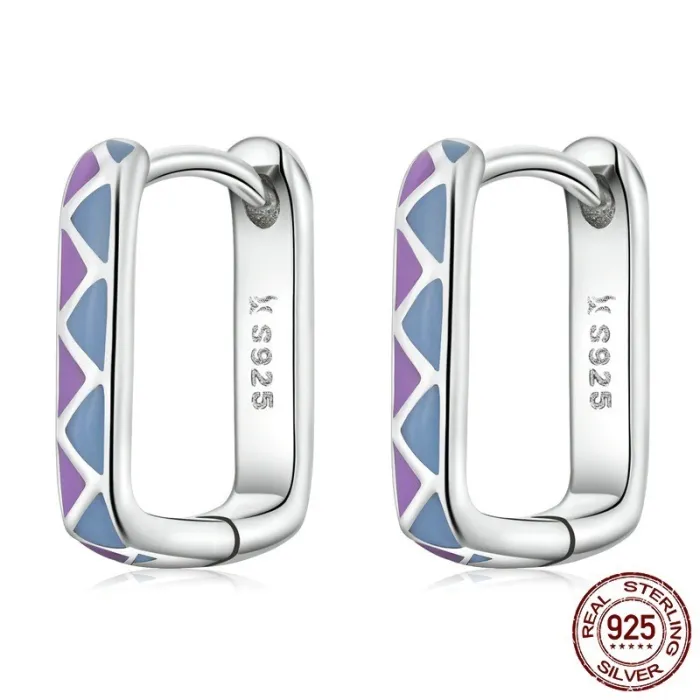 AretesPendientes color contraste violeta-azul - plata de ley 925