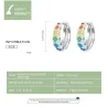 Boucles d'oreilles rondes à carreaux colorés arc-en-ciel - argent sterling 925