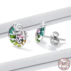 AretesPendientes delicados con mini camaleón - Plata de ley 925