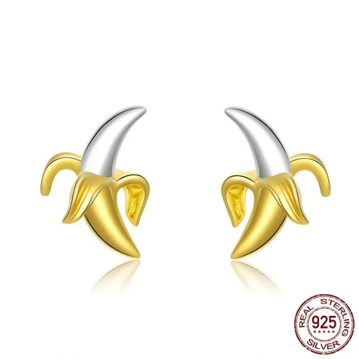 Bananformade örhängen - 925 sterling silver