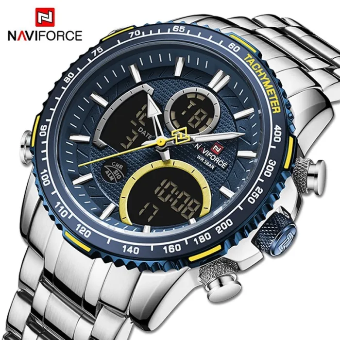 NAVIFORCE - luksuriøst sport Quartz ur - LED display - vandtæt