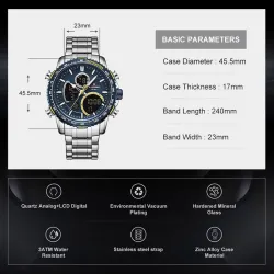 NAVIFORCE - montre de sport à quartz de luxe - affichage LED - étanche