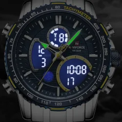 NAVIFORCE - luksuriøst sport Quartz ur - LED display - vandtæt