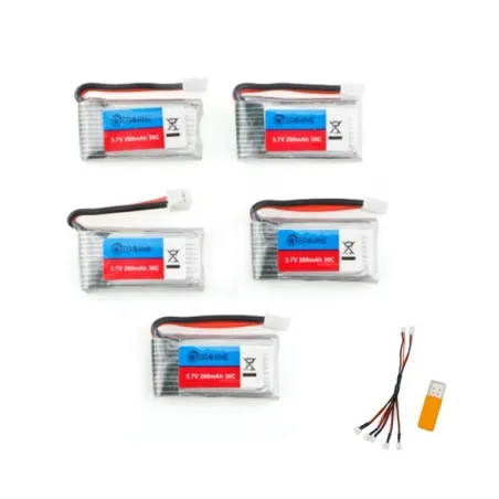Eachine E011 - 3,7V - 260MAH - bateria 30C / ładowarka USB - 5 sztukBaterie