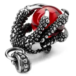 CollaresEstilo punk - garras de dragón con perla roja - collar de acero inoxidable
