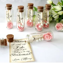 Mini glassflasker med kork - hengende bryllup dekorasjon - 25ml