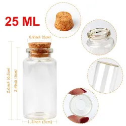 Mini bouteilles en verre avec bouchon - décoration mariages à suspendre - 25ml