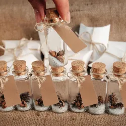 Mini glassflasker med kork - hengende bryllup dekorasjon - 25ml
