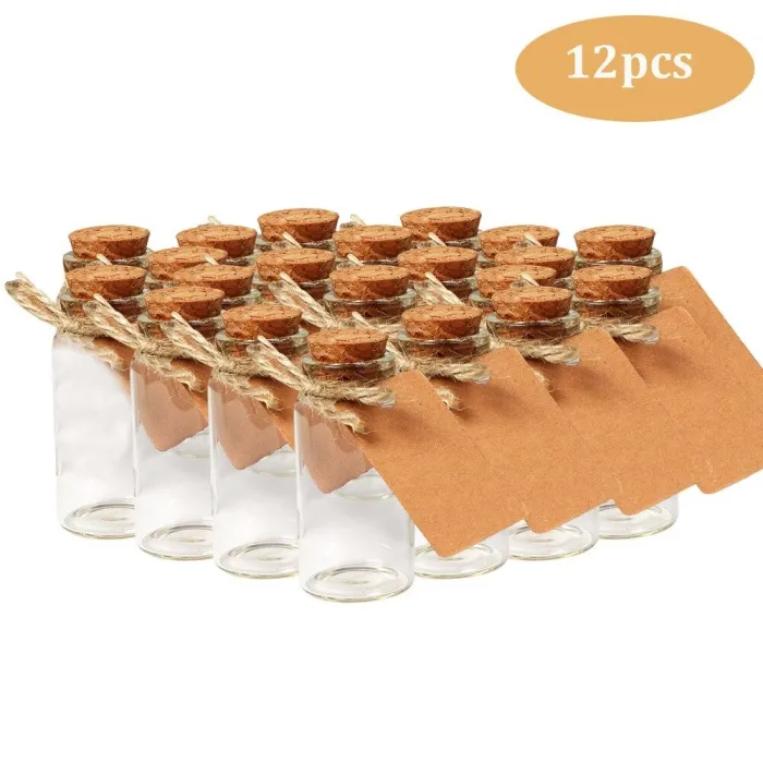 Mini glassflasker med kork - hengende bryllup dekorasjon - 25ml