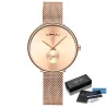 RelojesCRRJU - reloj de lujo de moda - con brazalete de malla - resistente al agua
