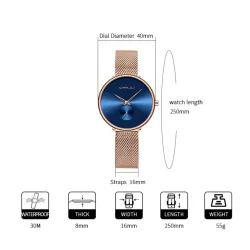 RelojesCRRJU - reloj de lujo de moda - con brazalete de malla - resistente al agua