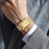 CRRJU - luksusowy kwadratowy złoty zegarek - kwarcowy - bransoletka z siatki ze stali nierdzewnej - wodoodpornyZegarki
