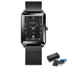 CRRJU - lyxig fyrkantig gyllene klocka - Quartz - rostfritt stål mesh armband - vattentät