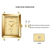 CRRJU - orologio quadrato dorato di lusso - Quarzo - bracciale a maglie in acciaio inossidabile - impermeabile