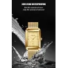 CRRJU - luksus firkantet gyldent ur - Quartz - rustfrit stål mesh armbånd - vandtæt