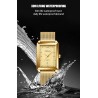CRRJU – quadratische goldene Luxusuhr – Quarz – Mesh-Armband aus Edelstahl – wasserdicht