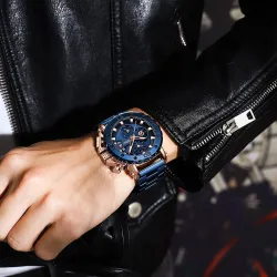 RelojesCRRJU - reloj de lujo para hombre - esfera grande - resistente al agua - acero inoxidable
