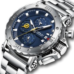 CRRJU - luksusowy zegarek męski - duża tarcza - wodoodporny - stal nierdzewna