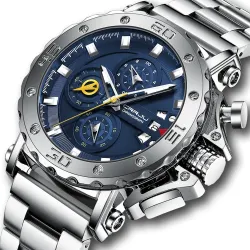 RelojesCRRJU - reloj de lujo para hombre - esfera grande - resistente al agua - acero inoxidable