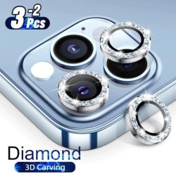 Diamentowa osłona obiektywu - metalowy pierścień z brokatem - do iPhone'aOchrona