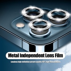 Diamant kameralinsebeskytter - glitter metallring - for iPhone