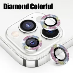 Diamant kamera linsebeskytter - glitter metalring - til iPhone
