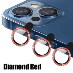 Diamant kameralinsebeskytter - glitter metallring - for iPhone