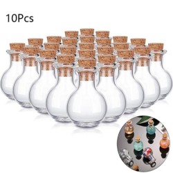 Mini glasflasker - med kork låg - til parfume - bryllup dekorationer - 10 stk