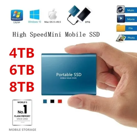Mobile hard disk storage - SSD - type-C - USB 3.1 - aluminum alloy - 500GB / 1TB / 2TB / 4TB / 6TB / 8TBSSD hard drives