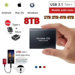 Mobil hårddisklagring - SSD - typ-C - USB 3.1 - aluminiumlegering - 500GB / 1TB / 2TB / 4TB / 6TB / 8TB