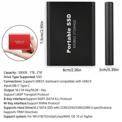 Mobil hårddisklagring - SSD - typ-C - USB 3.1 - aluminiumlegering - 500GB / 1TB / 2TB / 4TB / 6TB / 8TB