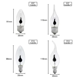 Żarówka LED - migający płomień świecy - E14 / E27 - 3W - 220V - 10 sztukE27