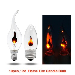 Bombilla LED - luz de llama de vela parpadeante - E14 / E27 - 3W - 220V - 10 piezas