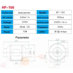 Centrifugaalventilator / actieve kool luchtfilter - voor LED plantengroeilamp - 220VKweeklampen
