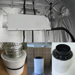 Centrifugalventilator / aktivt kul luftfilter - til LED plantevækstlys - 220V