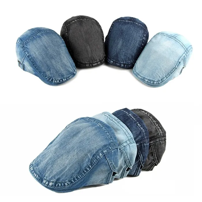 Trendikäs litteä lippalakki / hattu - ankannokkatyyppi - pesty denim - unisex