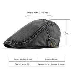 Trendig platt keps / mössa - typ anknäbb - tvättad denim - unisex
