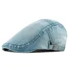 Trendy flat cap / hat - duckbill type - washed denim - unisexHats & Caps