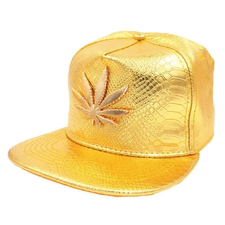 Baseballcap - Snapback aus Leder - mit Metallblatt - Hip-Hop-Stil