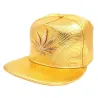 Boné de beisebol - snapback de couro - com folha de metal - estilo hip hop