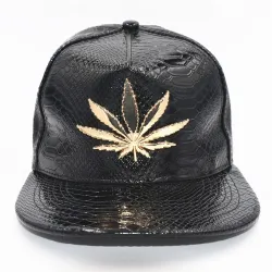 Baseballkeps - läder snapback - med metallblad - hip hop stil